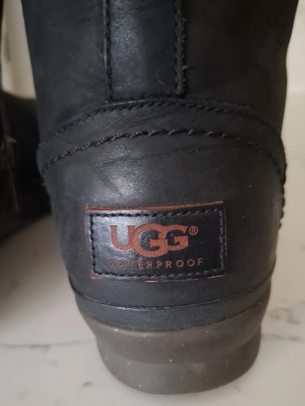 UGG Waterproof  Womens Black Lace-Up Mid-Calf Boots with Side Zippers